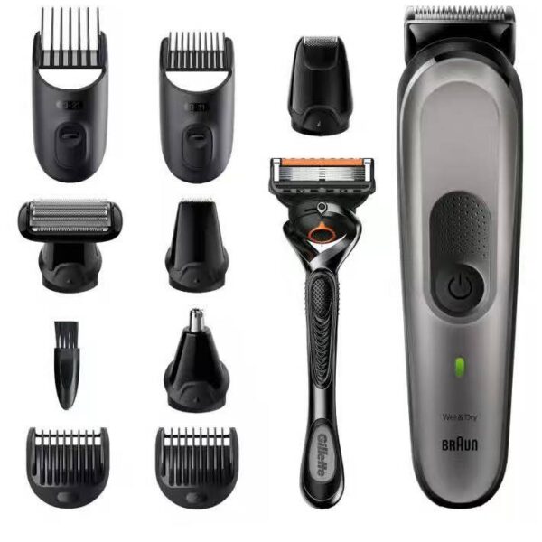 Braun -ماكينة تشذيب الشعر 10 في 1، مع ماكينة حلاقة جيليت برو جلايد- اسود- MGK7320